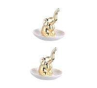 minkissy 2 Pièces Plateau à Bijoux Éléphants Bijoux Éléphant Porte-clés D'éléphant Lampe Éléphant Statue D'éléphant Plat De Bijoux Présentoir à Bijoux Bac à Bijoux Céramique Golden
