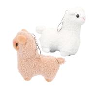 minkissy 2 pièces Porte Clés Peluche Doux et Accessoire Polyvalent Mini Peluche Décoration Cadeau pour Anniversaire et Fête Set Kaki et Blanc