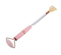minkissy 2 Pièces rouleau de massage appareils de massage neck massage roller rouleau de jade facial masseur de soins de la peau grattoir outil de massage gratte-dos acier inoxydable rose