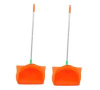 minkissy 2 Pièces Windproof Metal Dustpan Set with Handles for Outdoor and Garden Cleaning Foldable Upright Waste Holder for Efficient Trash Pickup Orange