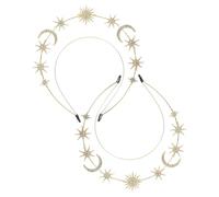 minkissy 2pcs Goddess Class Clasm for Women Double Couche Bandons Métalliques Avec Des Camhes De Charmes De Lune Étoiles À Six Points Pour Les Fêtes De Mariage