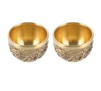 minkissy 2pcs Tasse à Thé Cuivre Vintage Style Chinois Dragon et Phénix, Décoration de Bureau, Effet Décoratif, Forme Embossée en Cuivre Doré
