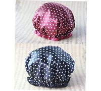 minkissy 2pièces Bonnet De Douche Imperméable Et Lavable Double Satin Pour Bonnet De Bain Et Charlotte De Douche Lot De Base Noire à Pois Blancs Et Base Rouge Vin