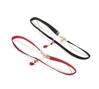 minkissy 2pièces Collier Pendentif Goutte D'eau pour Femme Chaîne Clavicule Bijou Cou Mariage Collier Vintage Velours Cou Rouge Foncé Vampire Femme