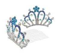 minkissy 2pièces Couronnes Peigne Pour Femmes Diadèmes Mini Avec Strass Coiffure Décorations De Cheveux Ornements Princesse Accessoires Mariage