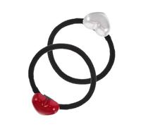 minkissy 2pièces Élastiques à Cheveux Cœur Accessoires Élégants Pour Filles Et Femmes Élastiques Doux Sans Dommages Pour Chignon Haut Pour Saint-valentin Rouge Blanc