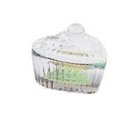 minkissy 2pièces Mini Octagon Glass Nail Crystal Cup avec Couvercle Petit Récipient Verre pour Salon De Manucure Forme Cœur