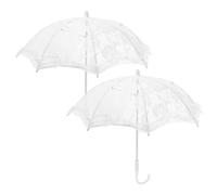 minkissy 2pièces Parapluie Dentelle Blanche pour Mariage Accessoire De Photographie Décoration De Fête