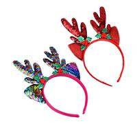 minkissy 2pièces Serre-tête De Noël Lot De Forme De Renne Avec Oreilles Et Paillettes Coiffure De Noël