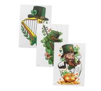 minkissy 3 Pièces Autocollants de la fête irlandaise pierre irlandaise autocollants de tatouage en trois dimensions autocollants irlandais autocollants Saint Patrick stickers fête PVC Green