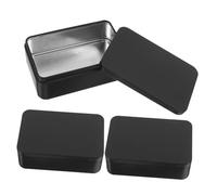 minkissy 3 Pièces Boîte Rangement Cartes à Jouer Tôle Lot de Boîtiers Rectangulaires Robustes Organisateur Polyvalent pour Cartes et Petits Accessoires Effet Décoratif Noir