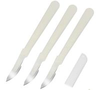 minkissy 3 Pièces Couteau Boulanger Lame en Métal et Manche Long | Couvercle Protecteur, Prise Confortable, Finition Simple Blanche, Usage Maison et Pratique en Classe