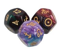 minkissy 3 pièces Dés Faces Astrologie Bicolores pour Jeux Divinatoires et Tarot Accessoire Polyédrique avec Signes Astrologiques Planètes et Chiffres pour Lecture Constellation et Jeu de