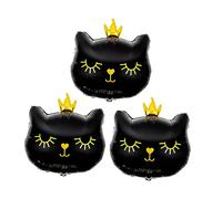 minkissy 3 pièces Kit de Ballons Aluminium Chat Couronne Ballons Chatons Cartoon pour Décoration Fête Anniversaire Sans Noeud Matériau Film Aluminium pour Fête Thème Chat