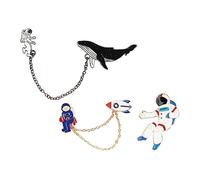 minkissy 3ensembles Broche Élégante Alliage Pour Costume Broche Simple Décorative Avec Motif Astronaute Et Baleine Créative Pour Vêtements Et Accessoires