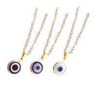 minkissy 3pièces Collier Œil Turc Avec Pendentif Verre Bleu Bord Doré Décoration Mode Et Protection Pour Femmes Et Succès