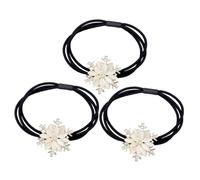 minkissy 3pièces Lot De Élastiques à Cheveux Flocon De Serre-tête Noël Pour Femme Corde à Cheveux Strass Élastiques à Queue De Cheval