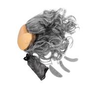 minkissy 3pièces Perruque Chauve Grise Avec Bonnet Et Barbe Pour Homme Look Réaliste Et Confortable Pour Halloween Et Fêtes Costumées
