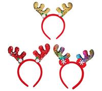 minkissy 3pièces Serre-tête De Noël De Cerf Avec Paillettes Lot De Bandeaux Décoratifs