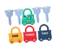 minkissy 4 Ensemble Jeu Éducatif Montessori Plastique pour Apprentissage des Chiffres et Alphabet avec Clés et Serrures Véhicules Train Bus Police Pompier pour Garçon Fille Préscolaires