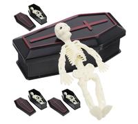 minkissy 4 Ensembles de Décorations de Petit Cercueil en Plastique avec Squelette pour Halloween, Accessoires Créatifs et Drôles, Décoration de Table Unique pour Fête et Scène