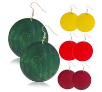 minkissy 4 paires Boucles Doreilles Bois Rondes Légères Vintage Pendants Mode Femme