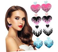 minkissy 4 Paires De Boucles D'Oreilles En Forme De Flamme D'Amour Créoles En Forme De Cœur Boucles D'Oreilles Pour Femmes Boucles D'Oreilles Tendance Boucles