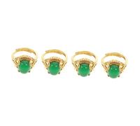 minkissy 4 Pièces anneau réglable émeraude articulation bague en pierre bague jade bagues baroques unique trend accessoire de décoration bijoux bague décor de bagues cuivrage Green
