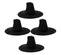 minkissy 4 Pièces Chapeaux Traditionnels Coréens à Plat Casquettes Cosplay Costume Coréen avec Lanière Perlée pour Halloween Fêtes de Noël et Accessoires de Cheveux