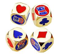 minkissy 4 pièces Dés Poker Métalliques Jeu de Société avec Coins Arrondis Points Grands et Clairs Accessoires de Décoration Fête Petits Dés pour Garçon Fille