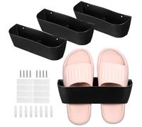 minkissy 4 Pièces Étagère à Chaussures Murale Noire, Rangement | Shoes Organizer Storage, Porte-chaussures en Plastique, pour Entrée et Petits Espaces, Supports à Pantoufles