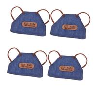 minkissy 4 Pièces Mini Denim Aprons for Dolls Retro Dollhouse Outfit Accessories Handmade Doll Aprons for Dress-up and Creative Play