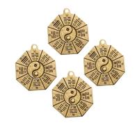 minkissy 4 Pièces Pendentifs Taoïstes Laiton Vintage Pendentif Tai Chi à Huit Trigrammes Lot Pour Activités Créatives