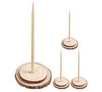 minkissy 4 Pièces Support en Bois pour Mini Sapin de Noël, Base Rustique | Bois , Disque Large Tige Centrale, Réglages Faciles, Usage Maison et Décor Festif