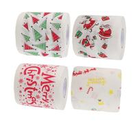 minkissy 4 Rouleaux Papier Toilette Noel Joyeux Père Noël Broder Stockage Modèle Serviette De Table Décorations Tissus Matériel Salle De Bains Mignon Coloré Imprimé Papier Toilette De Noel