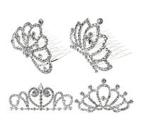 minkissy 4pièces Couronnes Tiara Rhinestones Pour Filles Avec Peigne Accessoires De Fête Et Décorations Pour Et Mariages