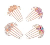 minkissy 4pièces Peigne à Cheveux Vintage Avec Strass Et Fleurs Lot De Pinces Pour Mariée Accessoire De Coiffure Décoratif Pour Occasions Spéciales
