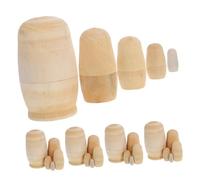 minkissy 5 Ensembles Poupées Gigognes Russes Bois Blancs à Peindre Kit DIY Couches pour Activités Familiales et Décoration de Fêtes