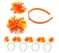 minkissy 5 Pièces Accessoires De Cheveux Bandeau Duvet Cheerleading Poilu Pompons Bleu Majorette Pom Pom Faire La Fête Violet Bandeau Queue De Cheval Orange Fil