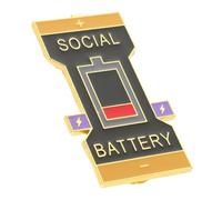 minkissy 5 Pièces broches de symbole batterie décoration badge pieux goupille de fermeture sécurisée ornement de symbole de psychologie broches en métal alliage Black