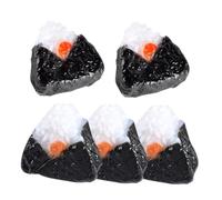 minkissy 5 pièces Mini Boules de Riz Japonaises Simulées Décorations Miniatures pour Maison de Poupée Accessoires Réalistes Forme de Triangle avec Algue Modèle Alimentaire Décoratif