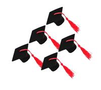 minkissy 5 Pièces Mini Chapeau de Docteur Rouge en Tissu Non Tissé, Bouchon Décoratif Facile à Transporter pour Bouteille de Vin, pour Fêtes de Remise des Diplômes