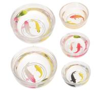 minkissy 5 pièces Miniature Bol à Poissons Décoratif Ornements Miniatures de Réservoir de Poissons Koi pour Maison de Poupée Accessoires de Décoration Tiny Fish Bowl Couleur Aléatoire