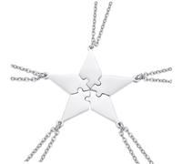 minkissy 5 Pièces pendentif pentagramme Décoration du cou collier de mode collier de puzzle colliers d'amis Accessoires de bijoux Silver