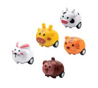 minkissy 5 pièces Voiture à Tirer Animal Adorable Voiture à Friction pour Garçon Fille Mini Animaux Girafe Lapin Tigre Vache Singe Éducatif et pour Fête et Jeux Extérieur