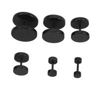 minkissy 6 Paires Boucles D'oreilles Étalon De Boucle D'oreille Clous D'oreilles Pour Hommes Faux Boucle D'oreille Homme Arêtes Pour Homme Acier Au Titane Black