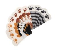 minkissy 6 Paires Chaussettes Femme en Velours Épais et Chaud Mi-mollet Motif Patte de Chat Adorable Chaussettes Confortables pour Hiver et Maison