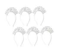 minkissy 6 Pièces Lot de Bandeaux Anniversaire Paillettes Argentées avec Tinsel Accessoires Cheveux Festifs pour Filles et Femmes Décorations Légères et Durables pour Fêtes Danniversaire