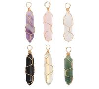 minkissy 6 Pièces Pendentif Hexagonal en Pierre, Accessoire de Collier | Fil de Cuivre, Lumière Éclatante, pour Graduation et Anniversaire, Style Unique, Décoration Créative Couleur Aléatoire
