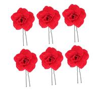 minkissy 6 pièces Pince à Cheveux Rouge avec Roses Simulées Accessoires Élégants pour Mariage Fête et Style Ancien et Pratique pour Coiffures Complexes